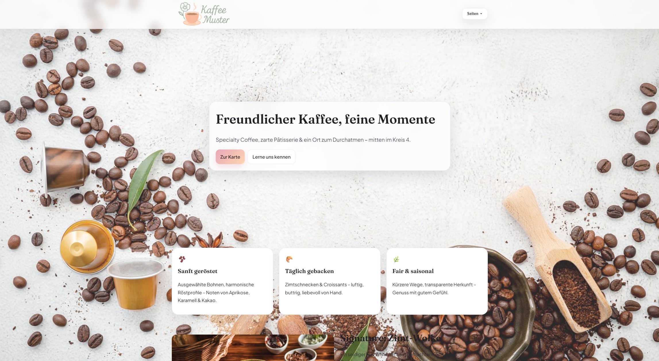 Musterseite Café / Restaurant